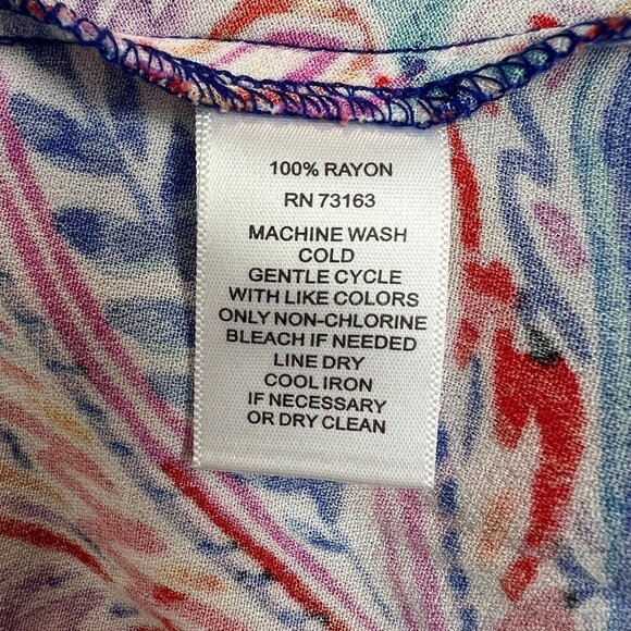 Cupio Tunic Top Womens XL Colorful Multicolor Floral Button Up 3/4‎ Sleeve Shirt - Picture 10 of 11